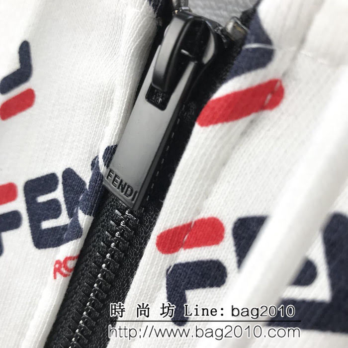 FENDI芬迪 斐樂聯名合作系列 19ss春夏新款 滿印圖案 拉鏈衛衣外套 背後刺繡字母 高版本男女同款 ydi2504